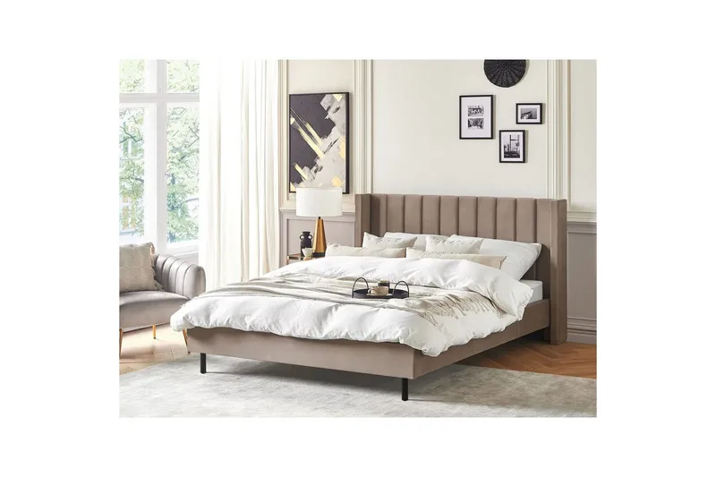 Sänky sälepohjalla Villette - Taupe, kulta, 180x200 cm - Huonekalut - Sänky - Sänkykehikot & sängynrungot