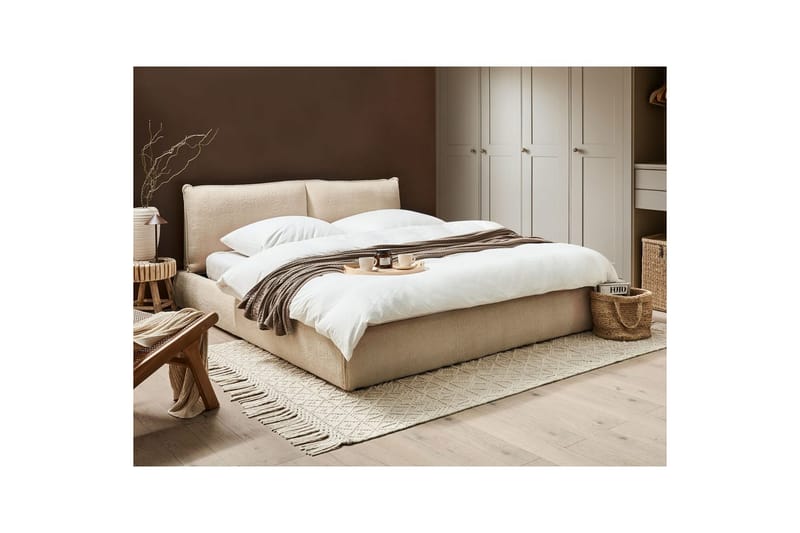 Sänky sälepohjalla Vinay - Vaaleanbeige, 180x200 cm - Huonekalut - Sänky - Sänkykehikot & sängynrungot