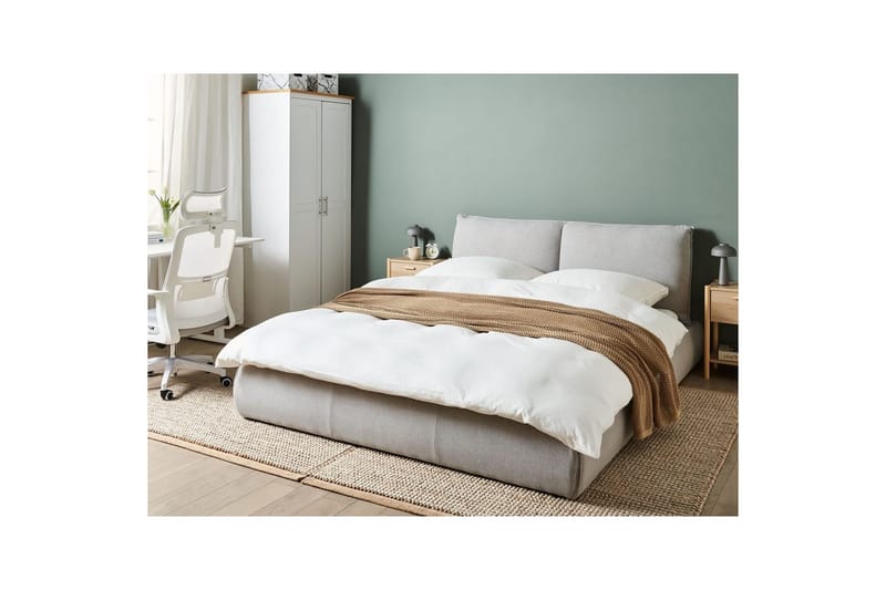 Sänky sälepohjalla Vinay - Vaaleanharmaa, 160x200 cm - Huonekalut - Sänky - Sänkykehikot & sängynrungot