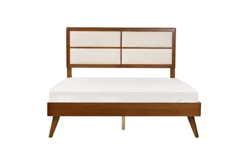 Sänky sälepohjalla Poissy - Tumma puu, beige, 160x200 cm - Huonekalut - Sänky - Sänkykehikot & sängynrungot
