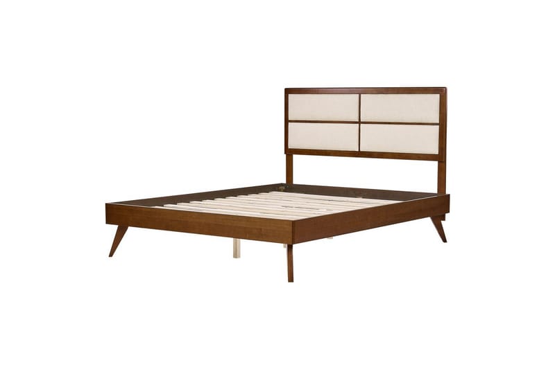 Sänky sälepohjalla Poissy - Tumma puu, beige, 160x200 cm - Huonekalut - Sänky - Sänkykehikot & sängynrungot