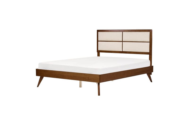 Sänky sälepohjalla Poissy - Tumma puu, beige, 160x200 cm - Huonekalut - Sänky - Sänkykehikot & sängynrungot