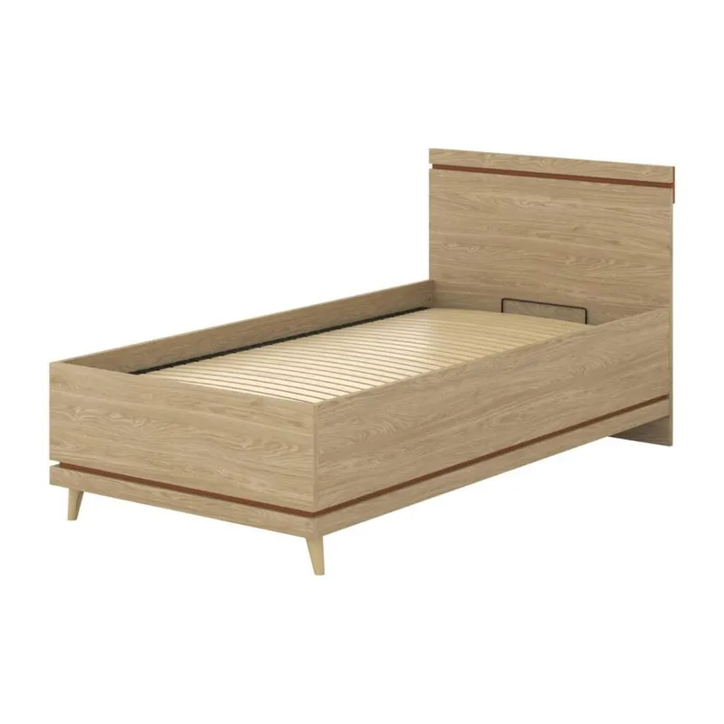 Sänky Scandi, ylösnostettava säilytystila, 100 cm, Öljytty tammi