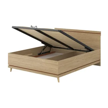 Sänky Scandi, ylösnostettava säilytystila - 160 cm, Öljytty tammi - Huonekalut - Sänky - Sänkykehikot & sängynrungot