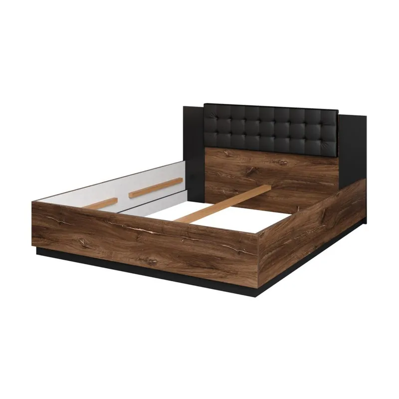 Sänky Sigma, 140 cm, Tumma Flagstaff-tammi kuparinvärisellä koristeella