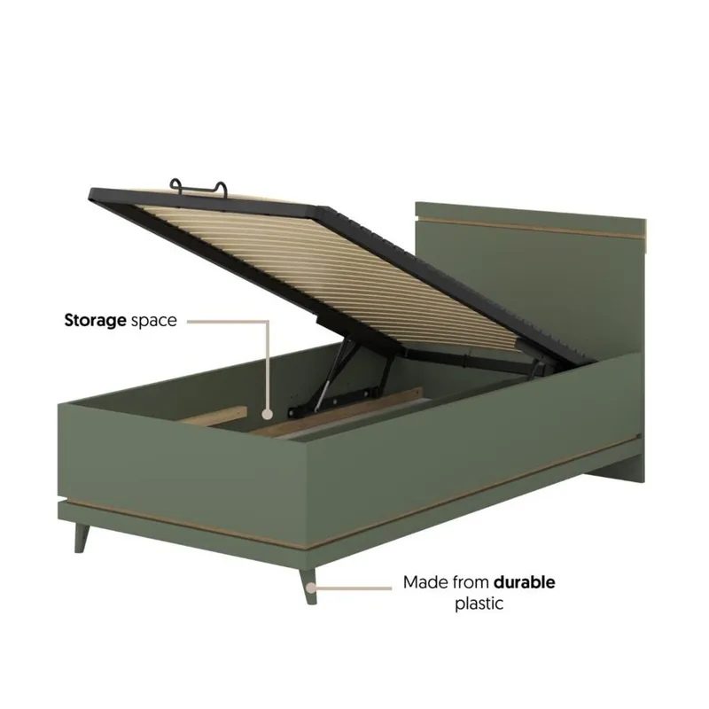 Sänky Skandinaavinen - 100 cm, Haalistunut vihreä - öljytty tammi - Huonekalut - Sänky - Sänkykehikot & sängynrungot