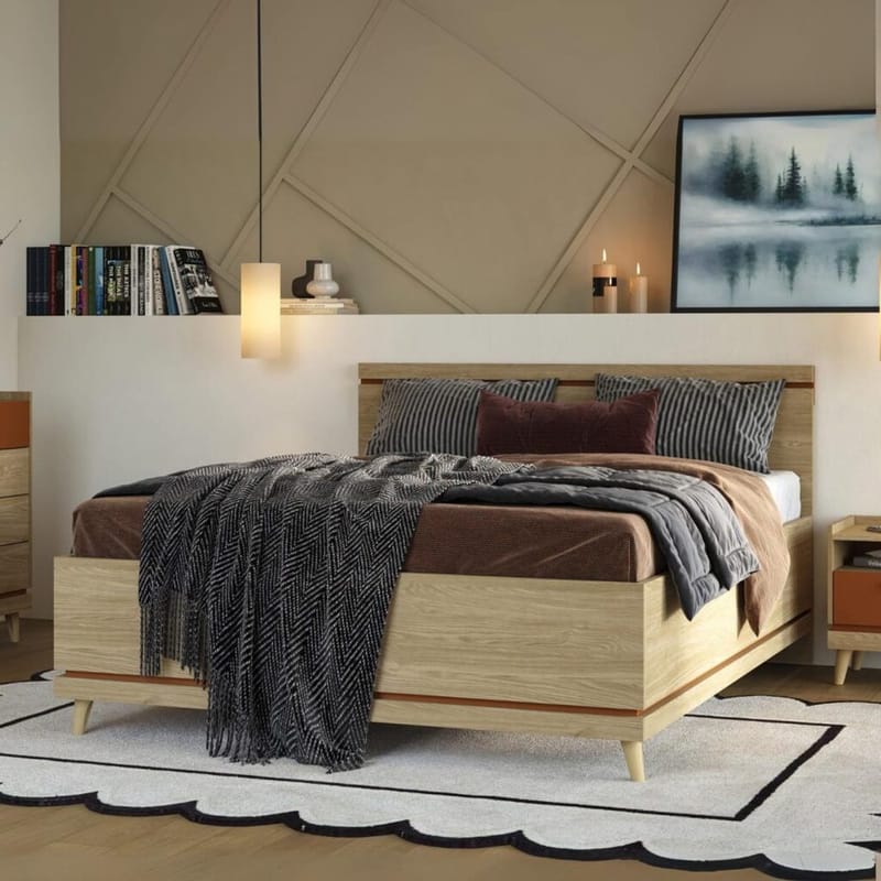 Sänky Skandinaavinen - 160 cm, Öljytty Tammik - Huonekalut - Sänky - Sänkykehikot & sängynrungot