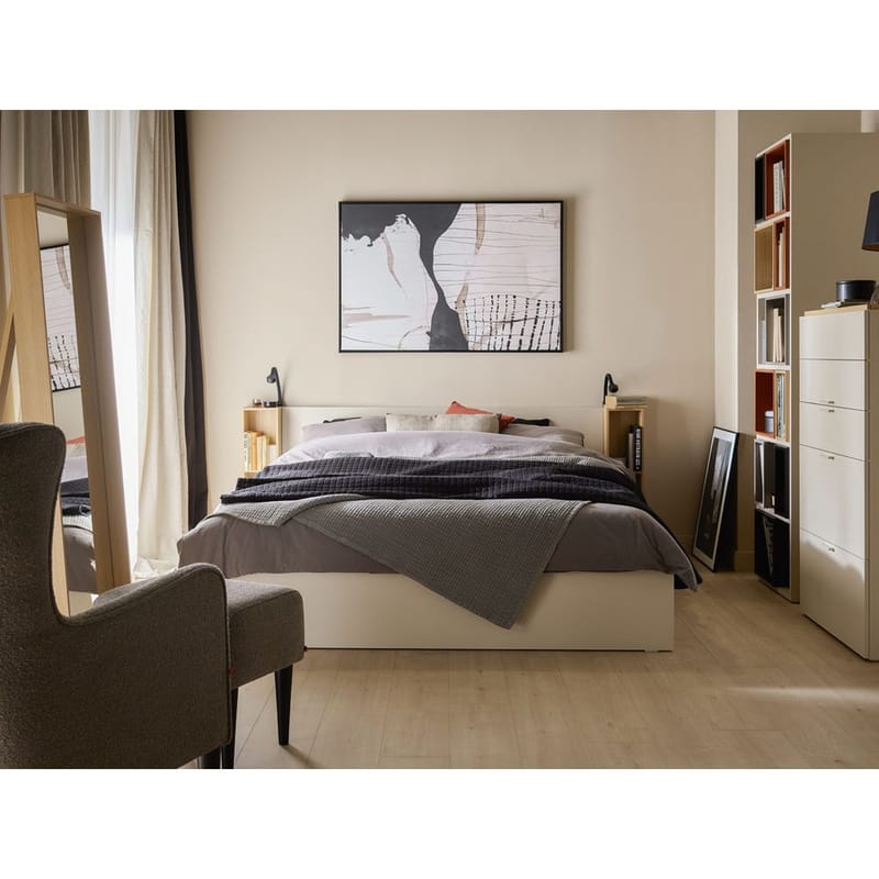 Sänky päädyllä 4 You Fresh nostetulla rungolla hiekanbeige - 160 x 200 cm - Huonekalut - Sänky - Sänkykehikot & sängynrungot