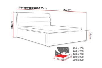 Adrianah sänky piilosäilytyksellä 200x200 cm plyysiä sängynpäädyllä - Musta - Huonekalut - Sänky - Sänkykehikot & sängynrungot