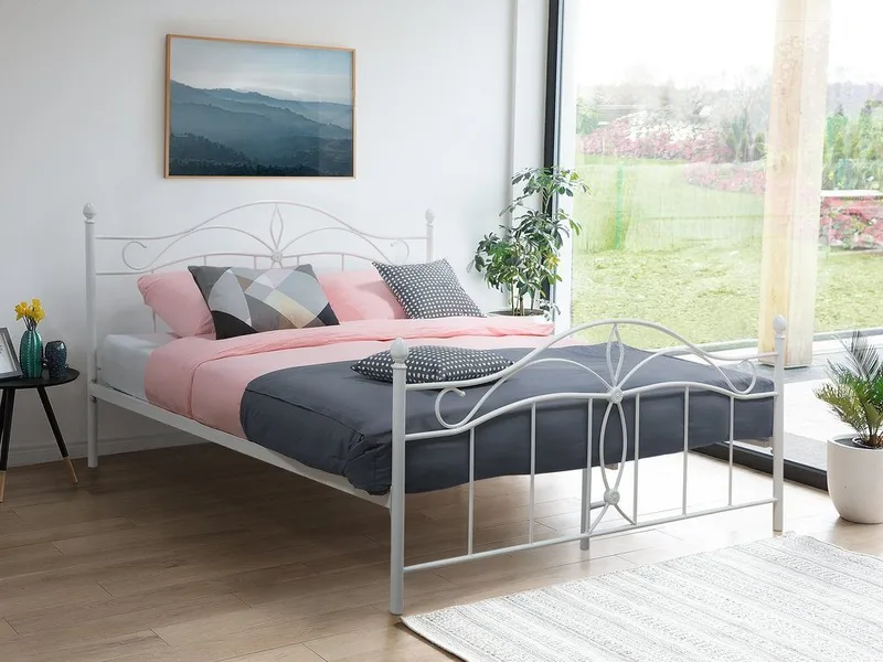 Antlia sängynrunko 180x200 cm metallia sängynpäädyllä, Valkoinen