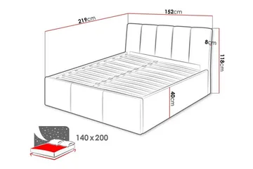 Aviemore sängynrunko 140x200 cm samettia sängynpäädyllä ja säilytystilalla - Sininen - Huonekalut - Sänky - Sänkykehikot & sängynrungot