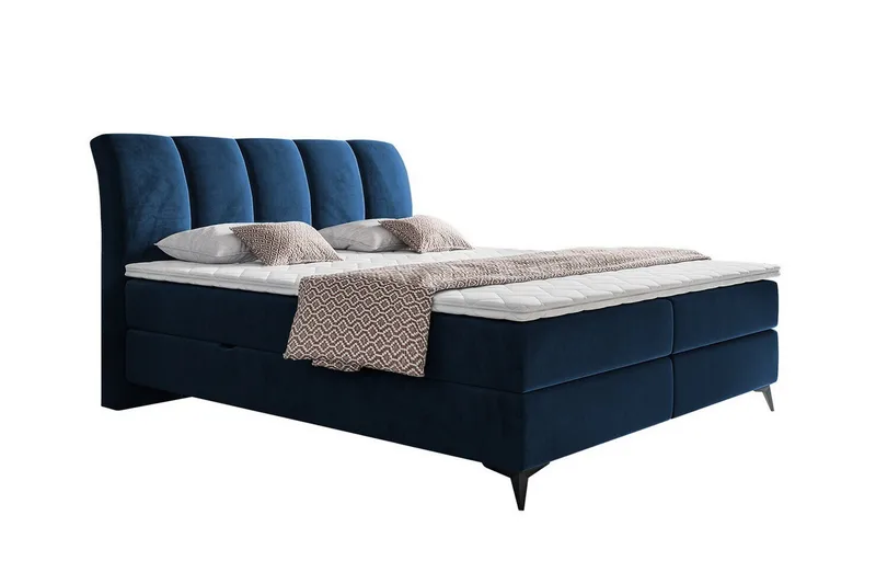 Aviemore sänkypaketti 140x200 cm samettia sängynpäädyllä + petauspatja, Sininen