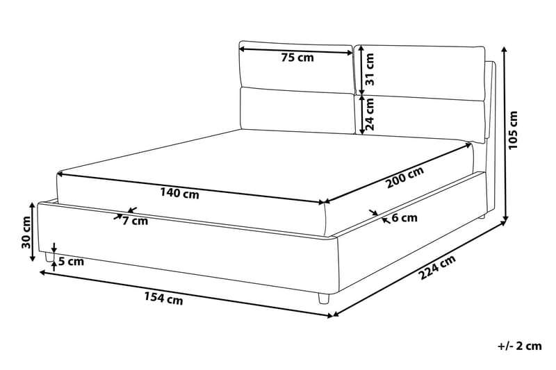 Batilly Parivuode säilytys 140x200 cm Tummanharmaa - Huonekalut - Sänky - Sänkykehikot & sängynrungot