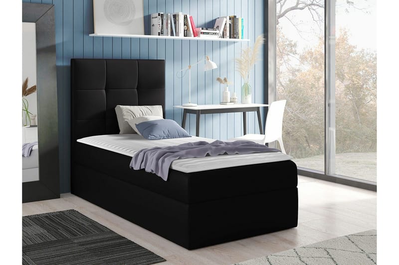 Boisdale sänkypaketti 100x200 cm sängynpäällä + petauspatja kovuusaste medium - Musta - Huonekalut - Sänky - Sänkykehikot & sängynrungot