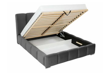 Cleaton sängynrunko 180x200 cm kangasta säilytystilalla ja sängynpäädyllä - Harmaa - Huonekalut - Sänky - Sänkykehikot & sängynrungot