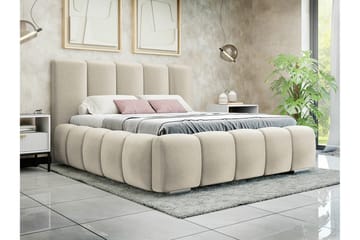 Cleaton sänkypaketti 140x200 cm säilytystilalla ja sängynpäädyllä + petauspatja - Beige - Huonekalut - Sänky - Sänkykehikot & sängynrungot