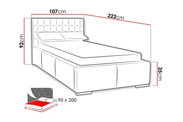 Faldet sänkypaketti – yksittäissänky 90x200 cm säilytystilalla ja sängynpäädyllä + petauspatja - Taupe - Huonekalut - Sänky - Sänkykehikot & sängynrungot