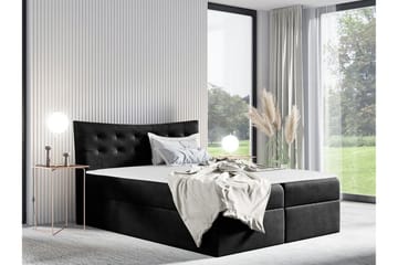 Hayton sänkypaketti 120x200 cm samettia säilytystilalla + sängynpääty + petauspatja - Musta - Huonekalut - Sänky - Sänkykehikot & sängynrungot