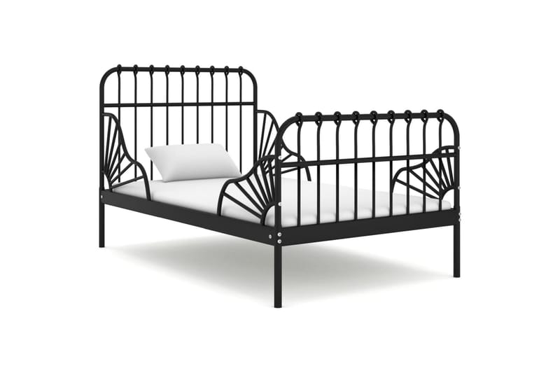 Jatkettava sängynrunko musta metalli 80x130/200 cm - Huonekalut - Sänky - Sänkykehikot & sängynrungot