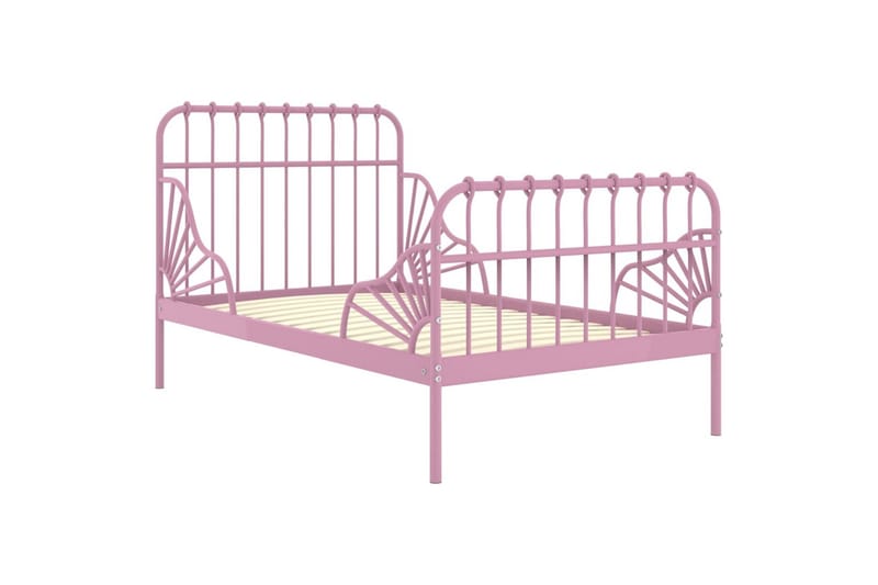 Jatkettava sängynrunko pinkki metalli 80x130/200 cm - Huonekalut - Sänky - Sänkykehikot & sängynrungot