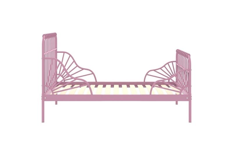 Jatkettava sängynrunko pinkki metalli 80x130/200 cm - Huonekalut - Sänky - Sänkykehikot & sängynrungot