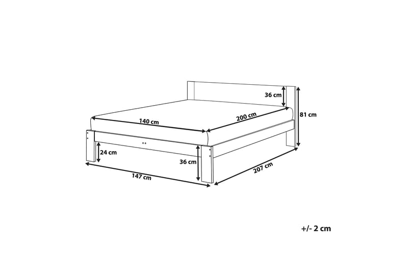 Jenkkisänky Lashaya 140x200 - Puu/Luonnonväri - Huonekalut - Sänky - Sänkykehikot & sängynrungot