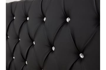 Junkerdal sänkypaketti 140x200 cm keinonahkaa sängynpäädyllä + petauspatja - Musta - Huonekalut - Sänky - Sänkykehikot & sängynrungot