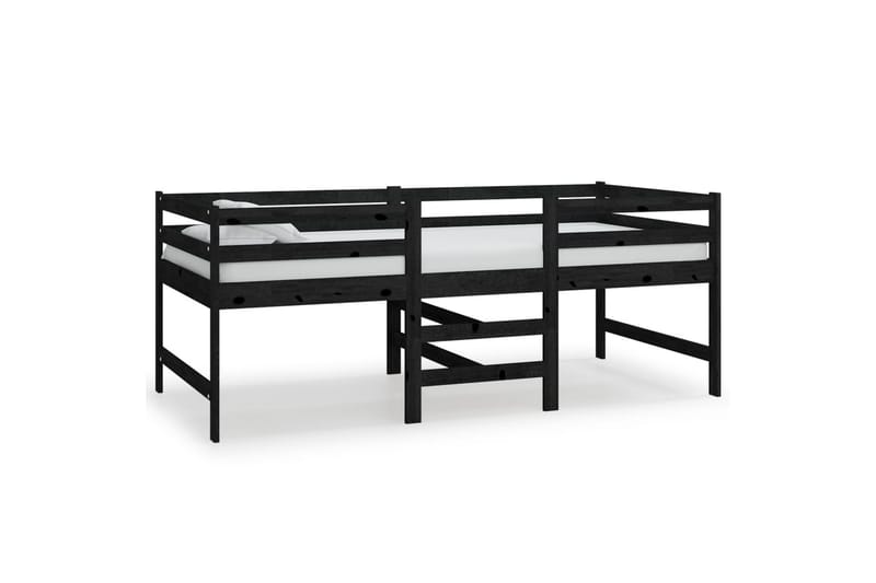 Korotettu sänky musta täysi mänty 90x200 cm - Musta - Huonekalut - Sänky - Sänkykehikot & sängynrungot