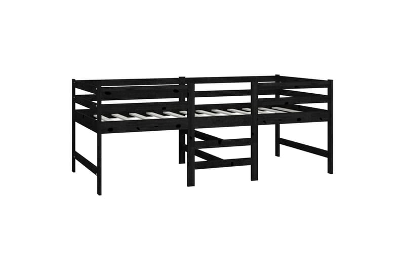 Korotettu sänky musta täysi mänty 90x200 cm - Musta - Huonekalut - Sänky - Sänkykehikot & sängynrungot
