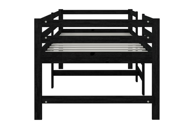 Korotettu sänky musta täysi mänty 90x200 cm - Musta - Huonekalut - Sänky - Sänkykehikot & sängynrungot