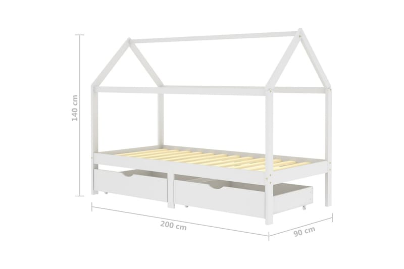 Lasten sängynrunko laatikoilla täysi mänty 90x200 cm - Huonekalut - Sänky - Sänkykehikot & sängynrungot