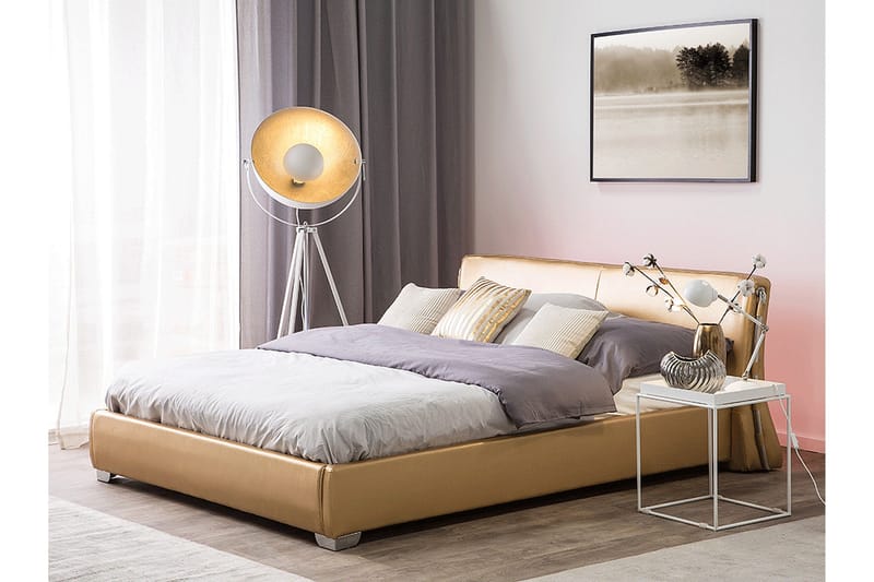 Lesh parisänky LED-valolla 180x200 kulta kulta - kulta - Huonekalut - Sänky - Sänkykehikot & sängynrungot