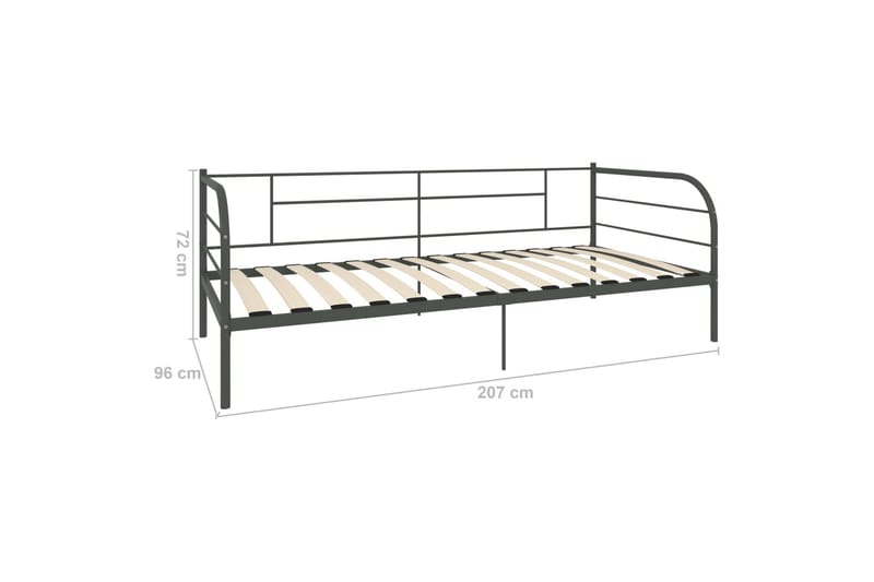Päivävuoteenrunko harmaa metalli 90x200 cm - Huonekalut - Sänky - Sänkykehikot & sängynrungot