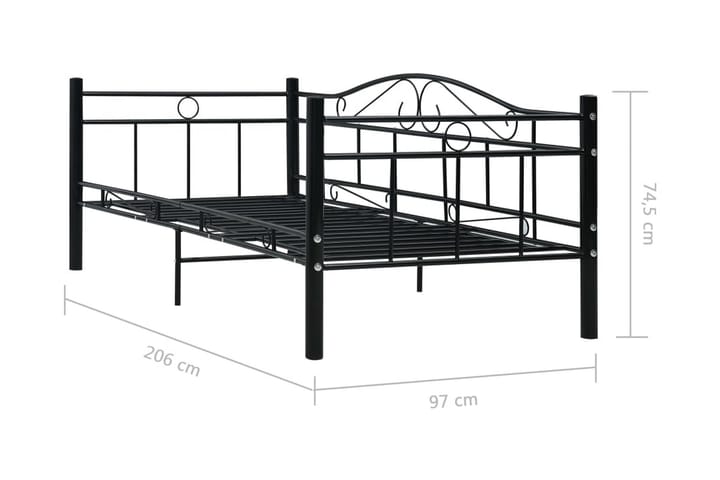 Päivävuoteenrunko musta metalli 90x200 cm - Musta - Sänkykehikot & sängynrungot