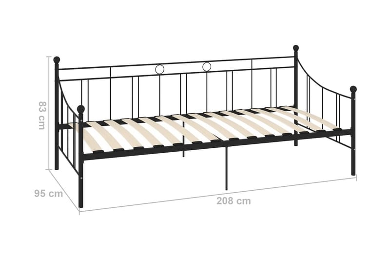 Päivävuoteenrunko musta metalli 90x200 cm - Huonekalut - Sänky - Sänkykehikot & sängynrungot