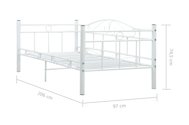 Päivävuoteenrunko valkoinen metalli 90x200 cm - Valkoinen - Huonekalut - Sänky - Sänkykehikot & sängynrungot