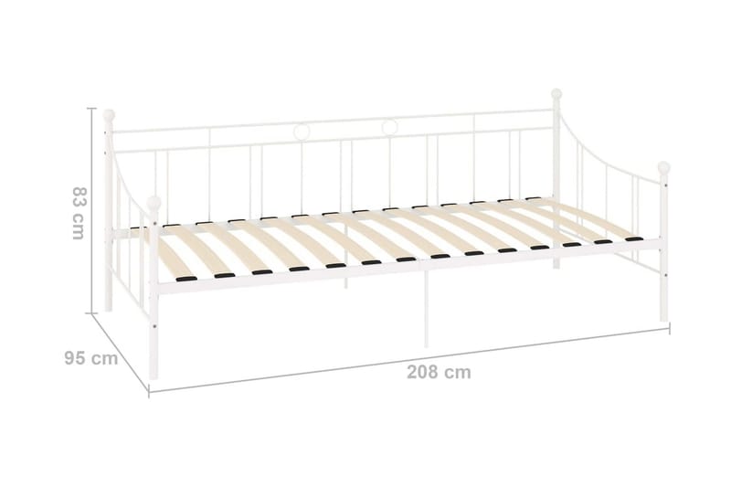 Päivävuoteenrunko valkoinen metalli 90x200 cm - Huonekalut - Sänky - Sänkykehikot & sängynrungot