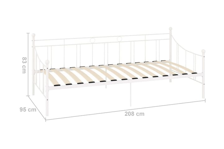 Päivävuoteenrunko valkoinen metalli 90x200 cm - Sänkykehikot & sängynrungot