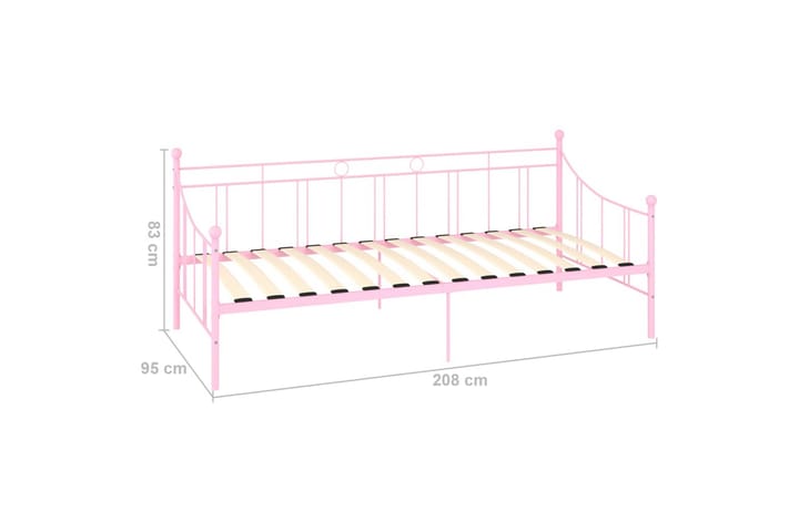 Päivävuoteenrunko pinkki metalli 90x200 cm - Sänkykehikot & sängynrungot