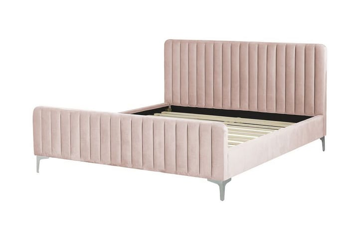 Parisänky 160 x 200 cm Sametti Roosa LUNAN - Vaaleanpunainen - Sänkykehikot & sängynrungot