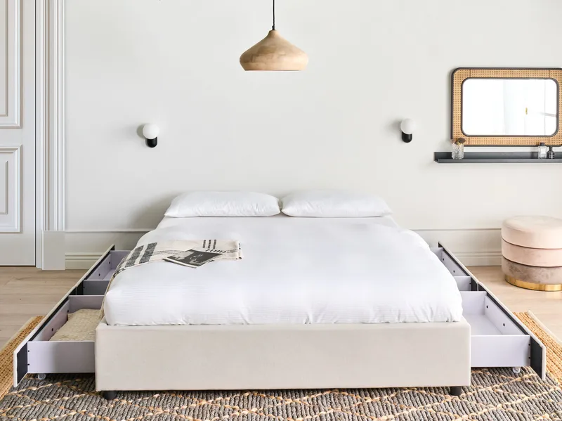Parisänky Prades 160x200 cm - Vaalea beige - Huonekalut - Sänky - Sänkykehikot & sängynrungot