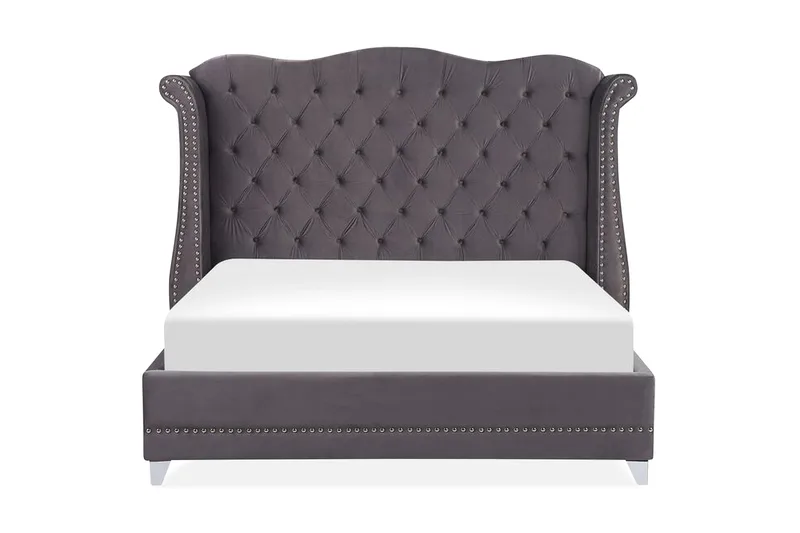 Parivuode 160 x 200 cm Sametti harmaa AYETTE, undefined