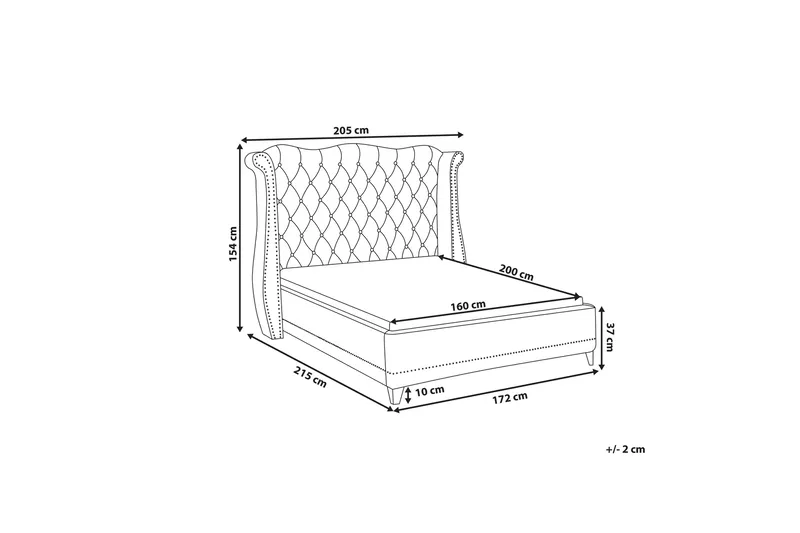 Parivuode 160 x 200 cm Sametti harmaa AYETTE - Huonekalut - Sänky - Sänkykehikot & sängynrungot