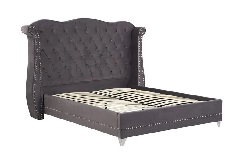 Parivuode 160 x 200 cm Sametti harmaa AYETTE - Huonekalut - Sänky - Sänkykehikot & sängynrungot