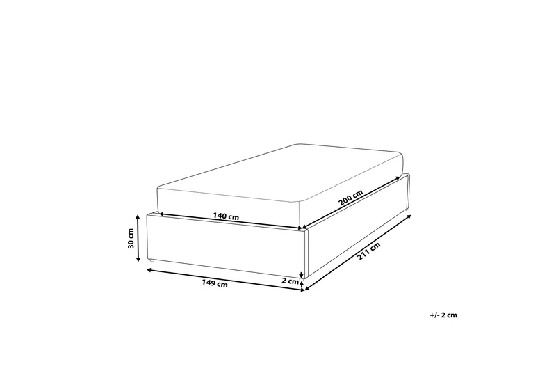 Parivuode Dinan 140x200 cm - Harmaa - Huonekalut - Sänky - Sänkykehikot & sängynrungot