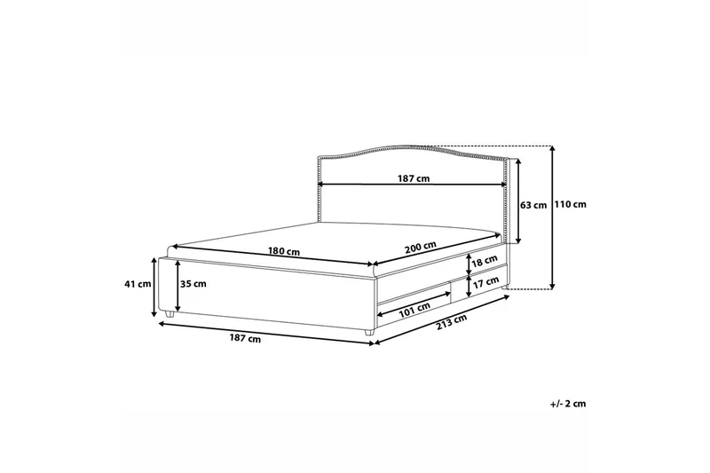 Parivuode Montpellier 180x200 cm - Harmaa - Huonekalut - Sänky - Sänkykehikot & sängynrungot