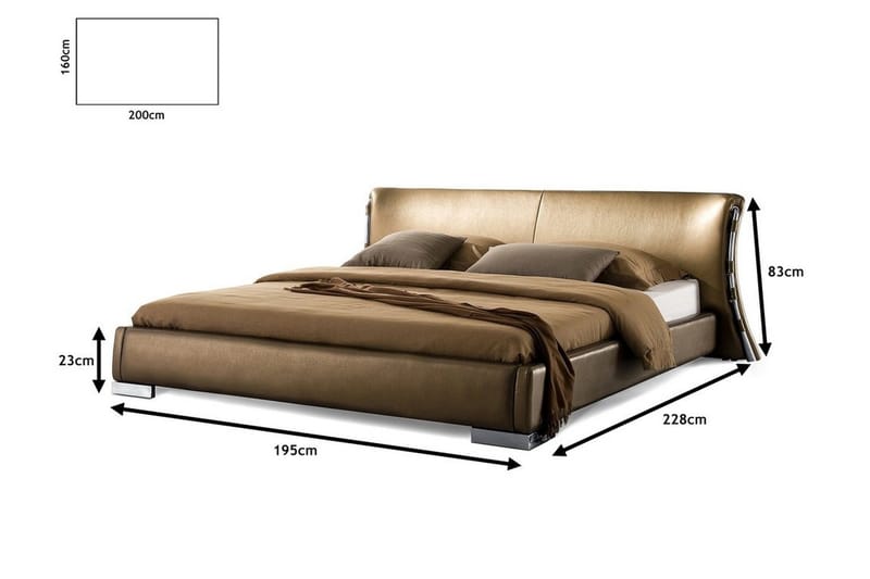 Parivuode Paris 140x200 cm - Kulta - Huonekalut - Sänky - Sänkykehikot & sängynrungot