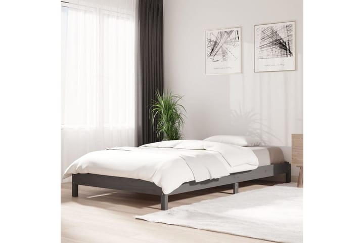 Pinottava sänky harmaa 100x200 cm täysi mänty - Harmaa - Sänkykehikot & sängynrungot