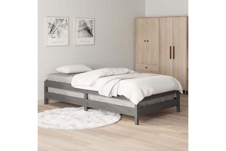 Pinottava sänky harmaa 100x200 cm täysi mänty - Harmaa - Sänkykehikot & sängynrungot