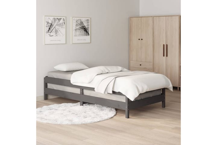 Pinottava sänky harmaa 75x190 cm täysi mänty - Harmaa - Sänkykehikot & sängynrungot